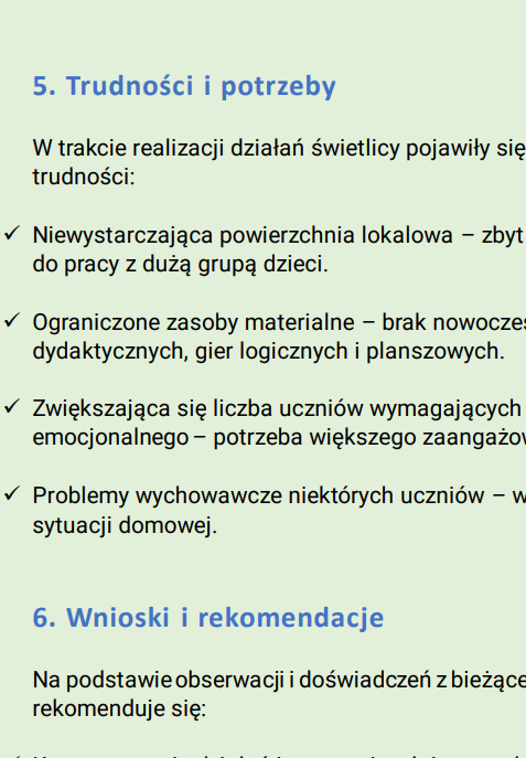ŚWIETLICA SZKOLNA-SPRAWOZDANIE ROCZNE - obrazek 3