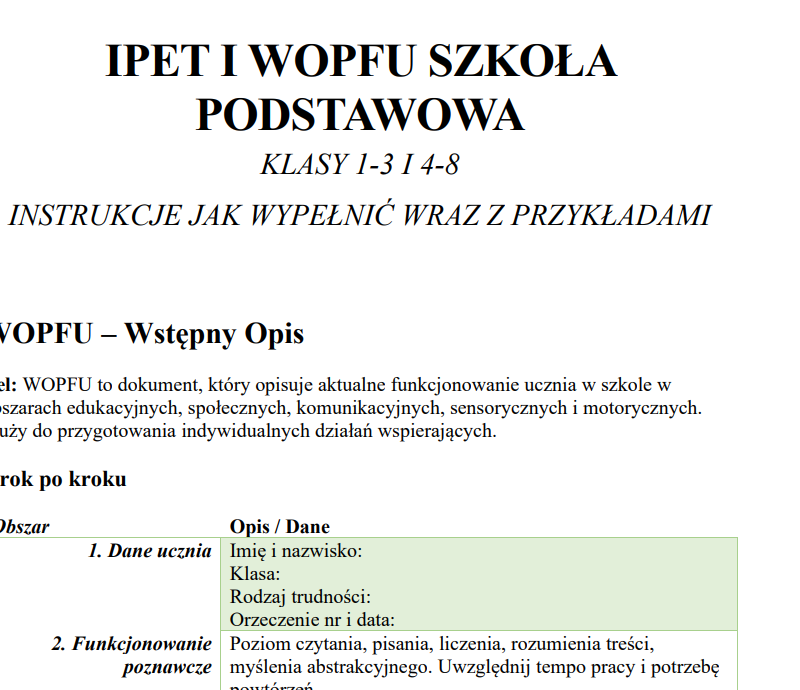 IPET I WOPFU-Instruktaż do szkoły podstawowej