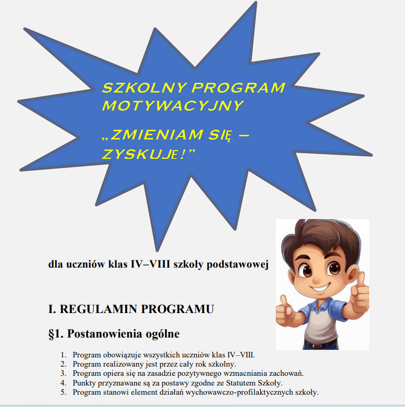 PROJEKT EDUKACYJNY DLA KLAS 4-8-Motywacja zamiast uwag