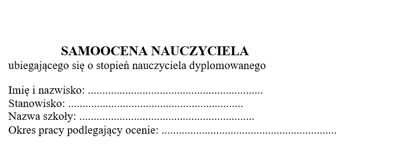 SAMOOCENA NAUCZYCIELA-DYPLOMOWANIE wzór do edycji