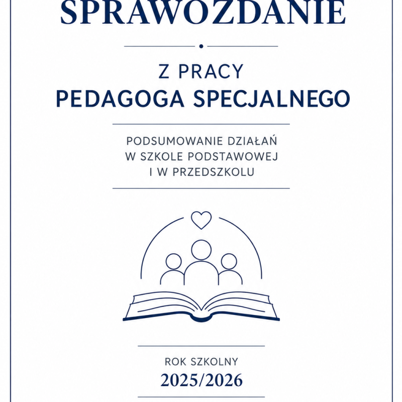 Pedagog specjalny-roczne sprawozdanie,szkoła i przedszkole