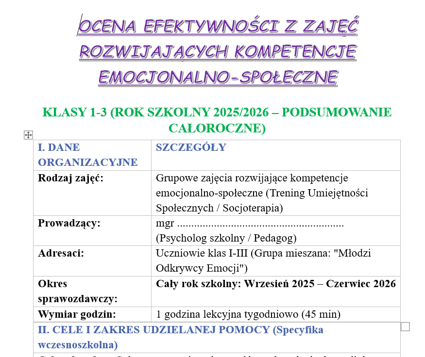 Zajęcia rozwijające kompetencje emocjonalno-społeczne roczne sprawozdanie - obrazek 11