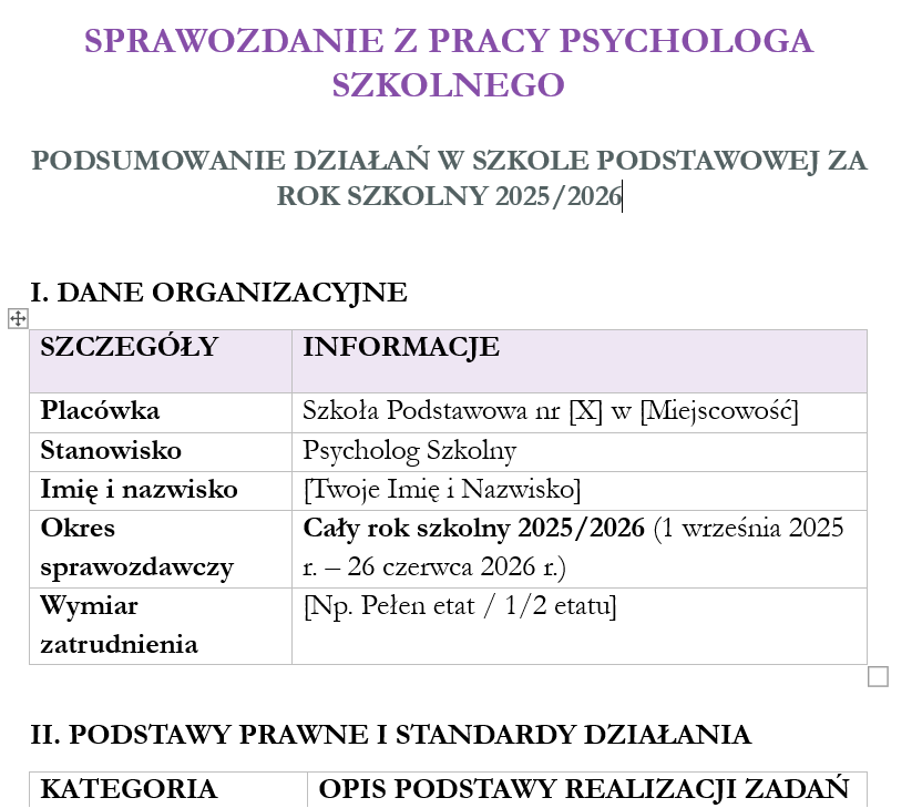 Psycholog szkolny-roczne sprawozdanie z pracy w szkole r2025/2026 - obrazek 2