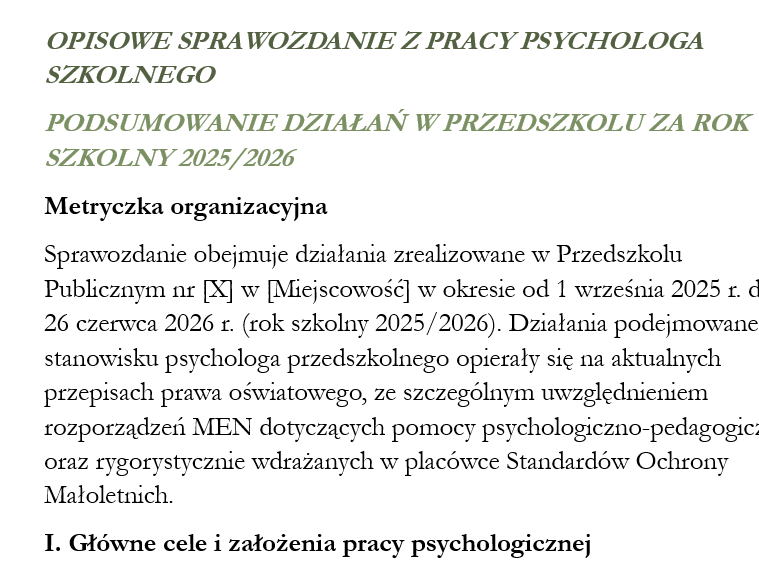 Psycholog przedszkolny -sprawozdanie roczne 2025/2026 - obrazek 3