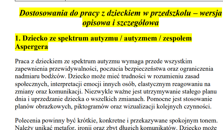 Dostosowania do opinii i orzeczeń -przedszkole - obrazek 2