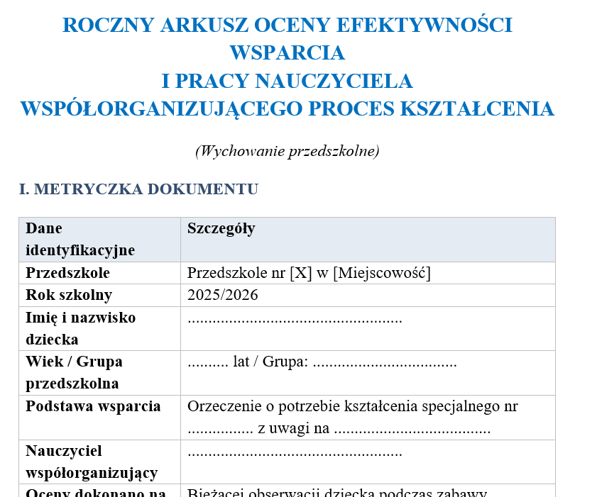 Nauczyciel współorganizujący przedszkole-roczne sprawozdanie 2025/26 - obrazek 2