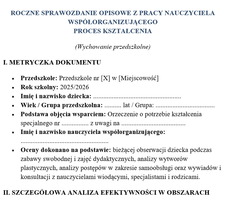 Nauczyciel współorganizujący przedszkole-roczne sprawozdanie 2025/26 - obrazek 7