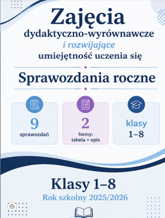 Zajęcia dydaktyczno-wyrównawcze i rozwijające umiejętność uczenia się klasy 1-8 roczne sprawozdania