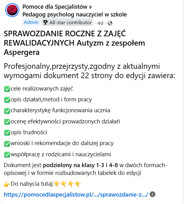 Sprawozdanie roczne z zajęć korekcyjno-kompensacyjnych i rozwijających kreatywność z pracy w przedszkolu - obrazek 2