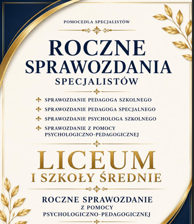 LICEUM i SZKOŁY ŚREDNIE-Pedagog szkolny,specjalny,psycholog ,roczne sprawozdania