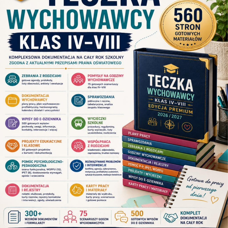 Okładka — Teczka wychowawcy klas IV–VIII 2026/2027