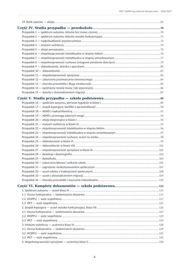 Spis treści — komplety i banki