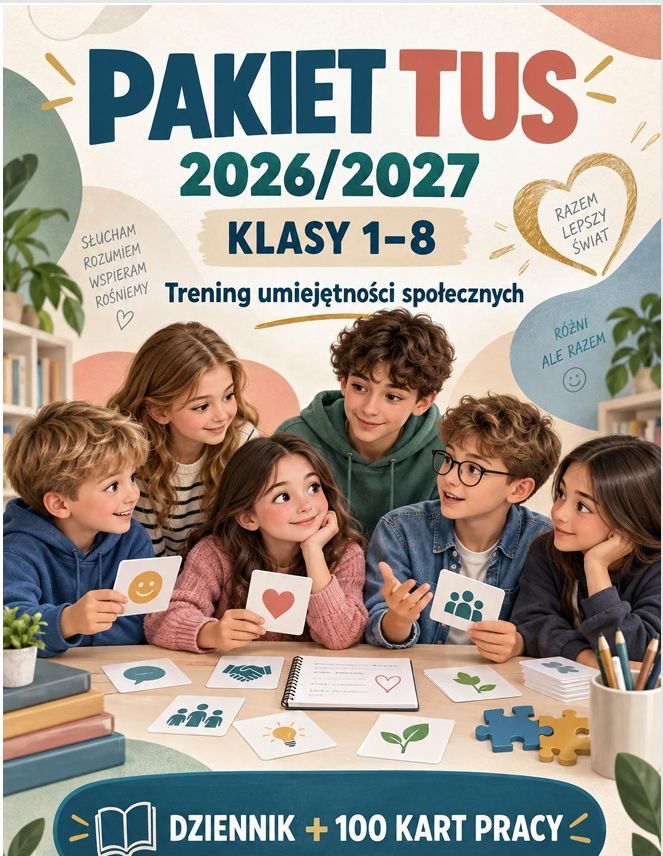 Okładka: Pakiet TUS 2026/2027 klasy 1–8, dziennik i 100 kart pracy