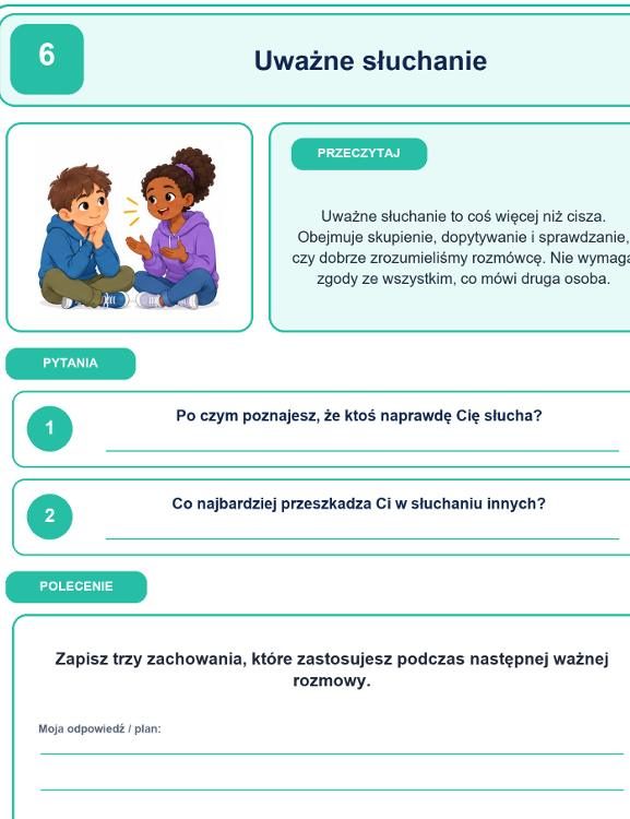 Karta pracy: Uważne słuchanie