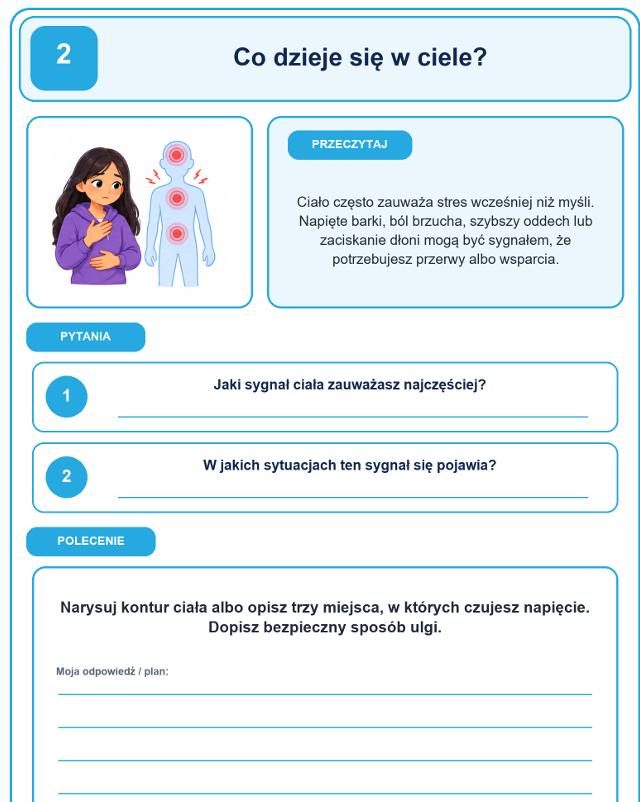 Karta pracy: Co dzieje się w ciele