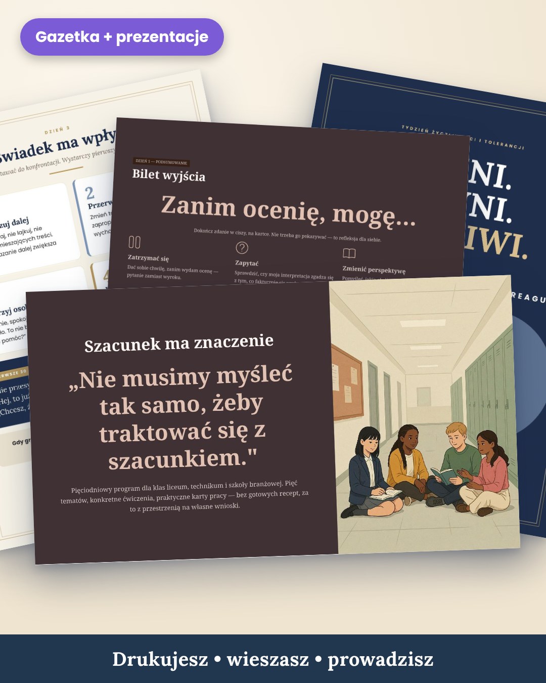 TYDZIEŃ ŻYCZLIWOŚCI I TOLERANCJI – LICEUM, TECHNIKUM, BRANŻOWA | Projekt „Różni. Równi. Życzliwi.” + 70 kart pracy - obrazek 7