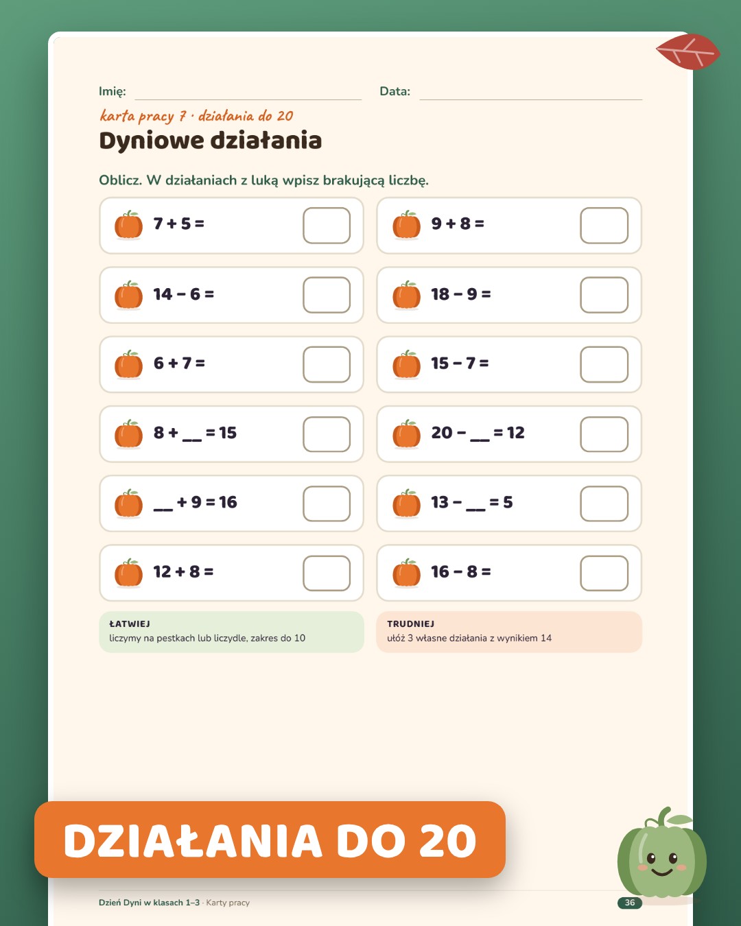 Działania do 20