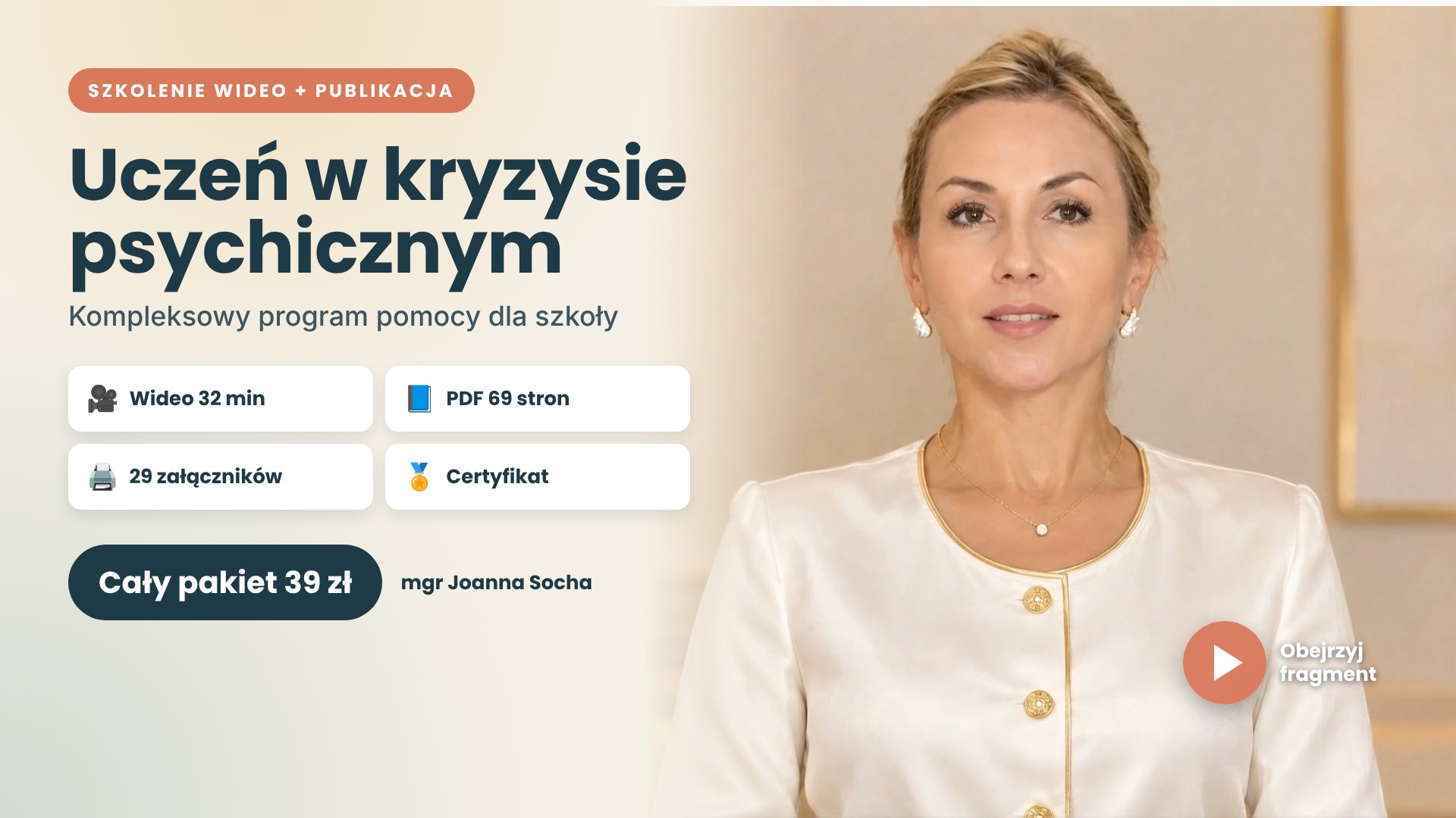 UCZEŃ W KRYZYSIE PSYCHICZNYM – szkolenie wideo 32 min, publikacja 69 stron i certyfikat - obrazek 2