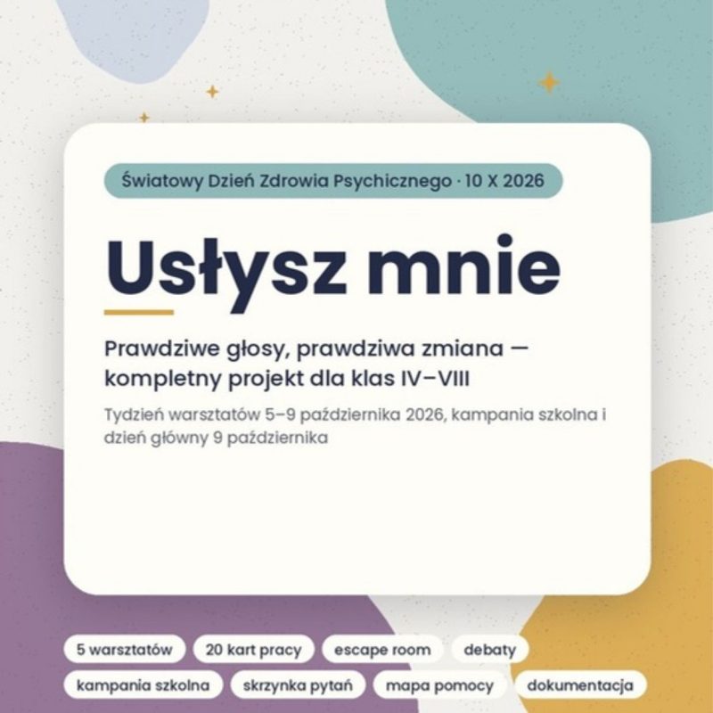 Usłysz mnie – kompletny projekt na Światowy Dzień Zdrowia Psychicznego dla klas IV–VIII | projekt + 50 kart pracy + 2 prezentacje